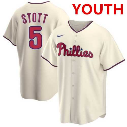 Youth Philadelphia Phillies #5 Bryson Stott Cream Cool Base Stitched Baseball Jersey Dzhi->mlb youth jerseys->MLB Jersey